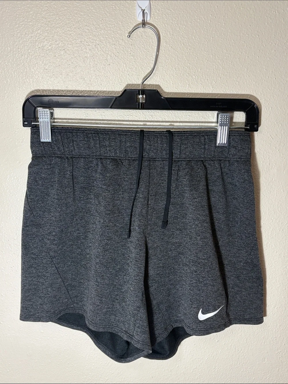 Nike Women's Dark Gray Athletic Shorts with White Swoosh